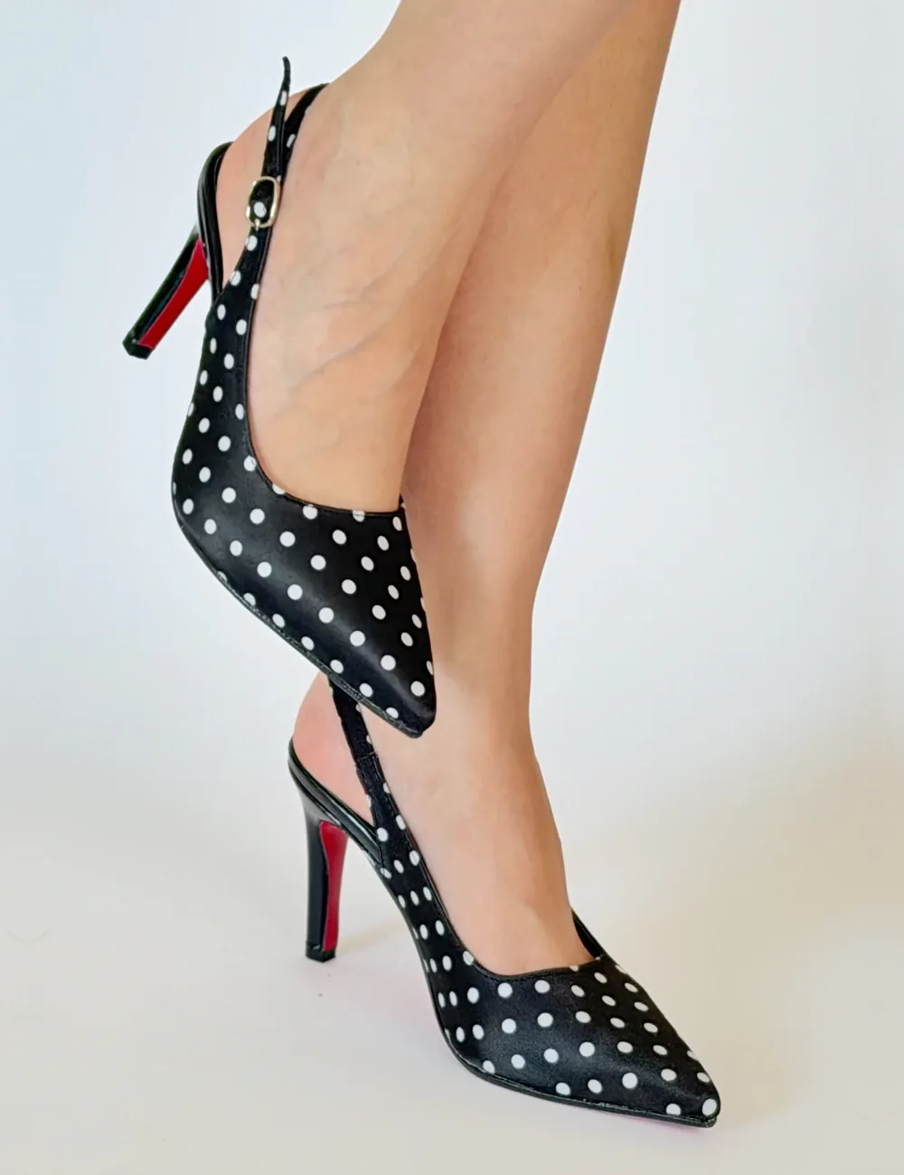 Rifel Escarpin Slingback Pois Rétro — Chaussure femme de luxe