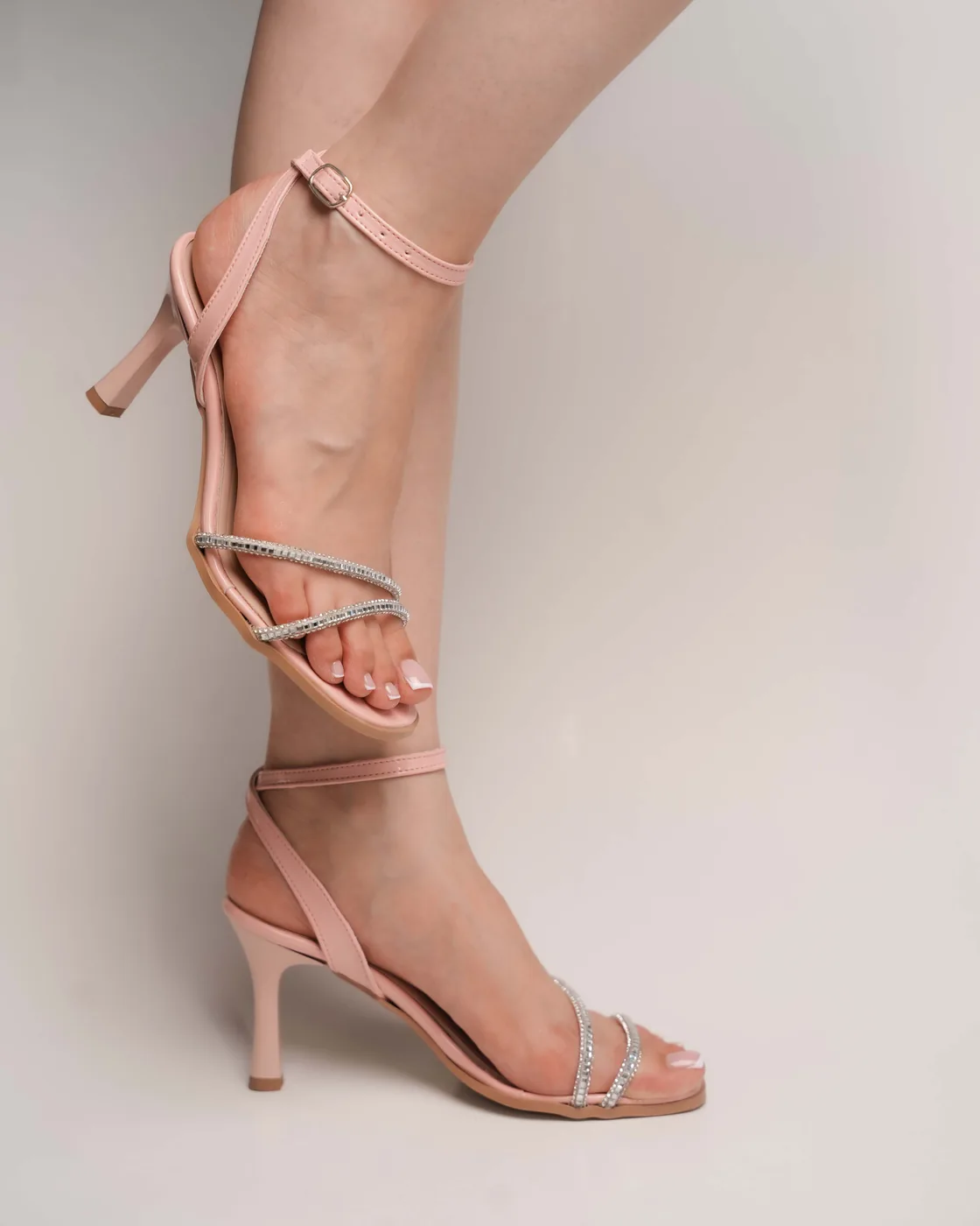 Rifel Sandale Double Bride Strass Talon Fin — Vue latérale