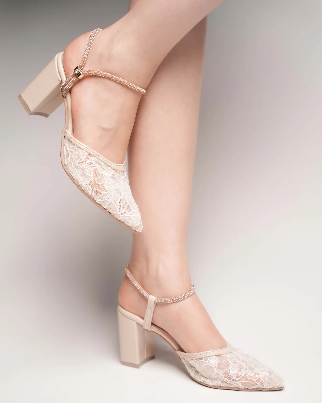 Rifel Escarpin Dentelle Bride Strass — Vue latérale